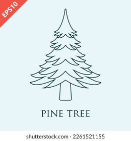 hand drawn pine tree design vector flat modern isolated illustration