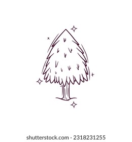 Hand Drawn Pine Tree. Doodle Vector Sketch Illustration