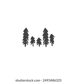 Hand drawn pine tree icon flat vector design