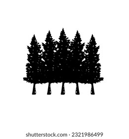 Hand Drawn Pine Tree Retro Styled Outdoor Adventure Logo Design