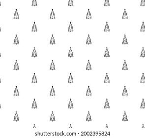 hand drawn pine trees forest winter christmas seamless pattern, vector illustration repeatable texture