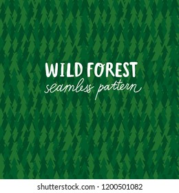 Hand drawn pine trees seamless pattern. Decorative illustration for your design.