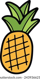 Hand Drawn pineapple in flat style isolated on background