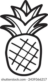 Hand Drawn pineapple in flat style isolated on background
