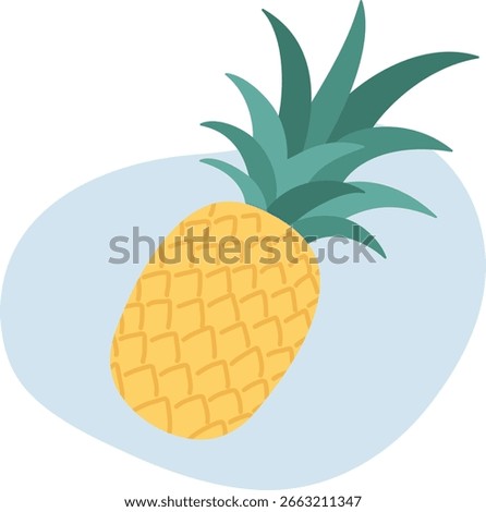 Hand drawn pineapple fruit. Cartoon fruit. Vector illustration