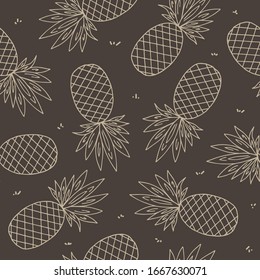 Frutos de piña dibujados a mano sin fisuras. Ilustración vectorial.