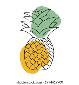 Hand drawn pineapple icon. Hand-drawn fruits. Pineapple Vector illustration. Pineapple doodle. For brochures, banner, restaurant menu and market. Minimalist design.