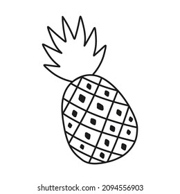 Hand drawn pineapple icon. Vector illustration pineapple in doodle style. For brochures, banner, restaurant menu and market.