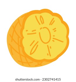 Hand Drawn Pineapple Illustration Isolated On White Background. Fresh Summer Fruit illustration.