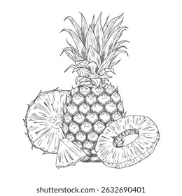 Dibujado a mano ilustración de boceto de piña en Vector