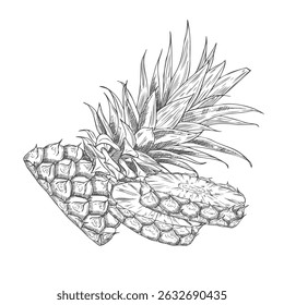 Hand drawn Pineapple Sketch Illustration in vector