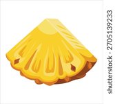 hand drawn pineapple slice vector art isolated white