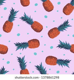 Hand drawn pineapple summer exotic seamless pattern background wallpaper ready for fashion textile print