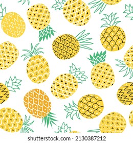 Hand drawn pineapples vector seamless pattern 