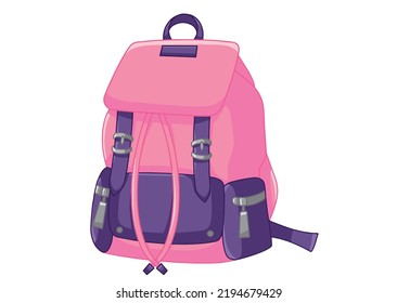 Hand drawn pink backpack isolated on white