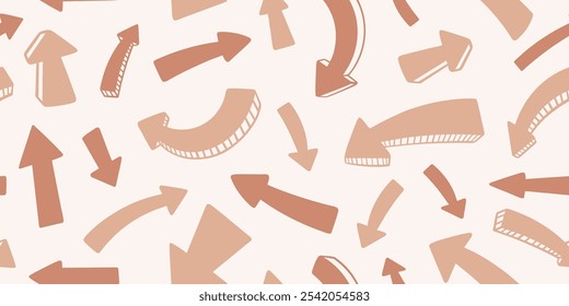 Dibujado a mano rosa audaz flechas patrón sin fisuras. Diseño simple para la tela, materia textil, papel de embalaje, cubierta