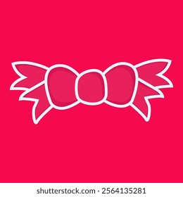 Hand drawn pink bow of coquette soft style. Cute pink ribbon bow collection vector, ribbon bow tie decorative icon vector illustration design