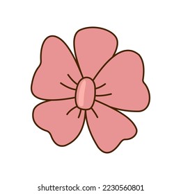 Icono dibujado a mano con arco rosa aislado en fondo blanco. Ilustración vectorial.