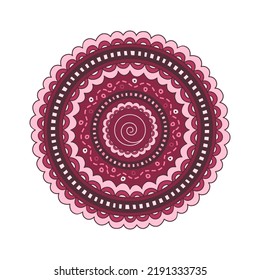 Mandala rosa y cereza dibujada a mano