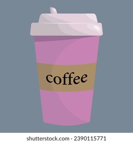 Handgezeichnete rosafarbene Kaffeetasse. Vektorgrafik