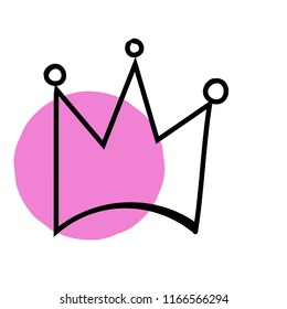 Hand drawn pink crown on a white background