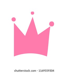 Hand drawn pink crown on a white background