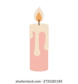 Hand drawn pink dripping candle illustration featuring cozy cottagecore aesthetic and whimsical rustic vintage charm, perfect for home decor, ambient lighting, and minimalist interiors.