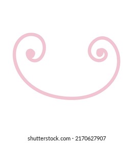 Hand drawn pink element in doodle style. Childish Swirl ornament stroke for wedding design. Vector illustration