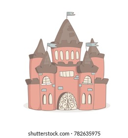 Hand drawn pink fairy castle