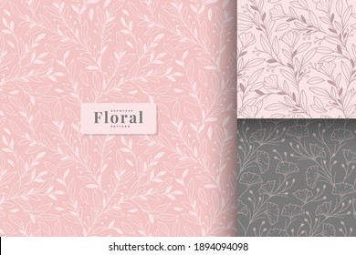 Hand drawn pink floral pattern collection