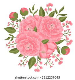 hand drawn pink flower bouquet illustration