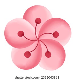 hand drawn pink flower illustration - Shutterstock ID 2312043961