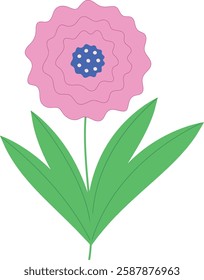 Hand drawn pink flower. Isolated vector illustration.