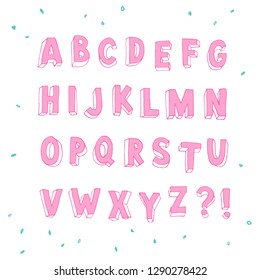 Hand drawn pink font