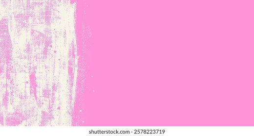 Hand Drawn Pink Grunge Background with Distressed Weathered Effect. Retro grungy overly brush stroke backdrop. Colorful worn abstract surface texture, perfect for flyers, cards, posters, web banners.