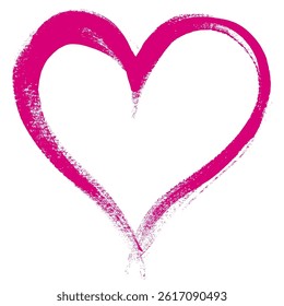 Hand Drawn Pink Grunge Heart. Creative love sign with rough edges. Abstract freehand doodle shape of heart. Highlight splash