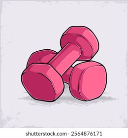 Hand drawn pink gym workout Neoprene Coated Dumbbells Hand Weight Sets of 2, fixed weight dumbbells