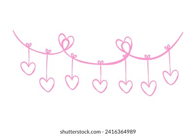 Hand Drawn Pink Hearts Garland