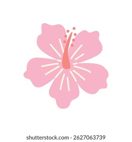 Hand drawn pink hibiscus flower vector. Tropical botanical illustration for summer design, floral decoration, or exotic print projects.