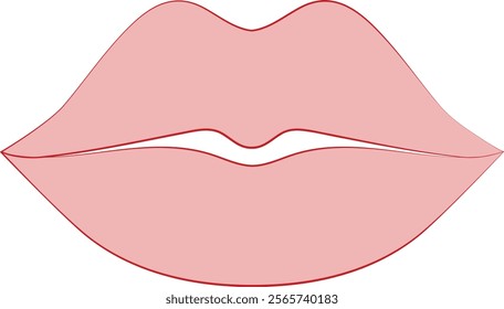 Hand drawn pink lips. Isolated vector illustration.	
