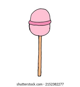 hand drawn pink lollipop illustration
