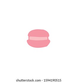Hand drawn pink macaron flat vector icon isolated on a white background.