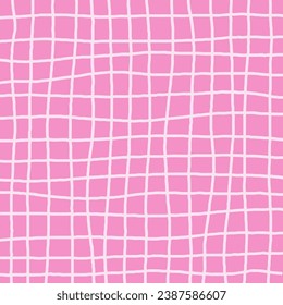 Hand Drawn pink plaid with simple Vector Pattern. Doodle Cottagecore Checks with Homestead Farmhouse Print wallpaper. Pastel Summer Graphic Background