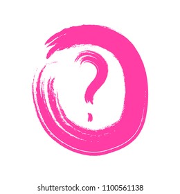 Hand Drawn Pink Question Mark Icon in a Circle. Isolated Vector Illustration