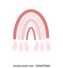Hand drawn pink rainbow cute illustration. Vector drawing design for wall art, fashion, fabrics, textile graphics, prints.