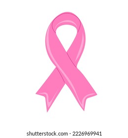 Hand drawn pink ribbon cross. Breast cancer day sign in women. Cancer fighting ideas.Vector Illustration