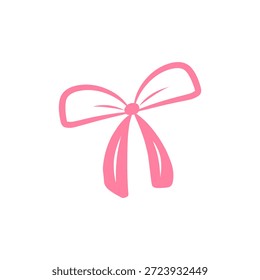 Cinta rosa dibujada a mano en diseño plano aislado sobre fondo blanco