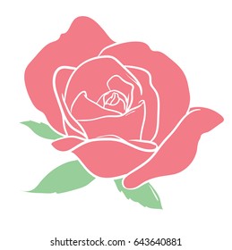 Hand drawn pink rose vector illustration