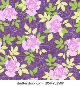 Roses rosadas dibujadas a mano, patrón vectorial sin costura. Fondo para páginas web, boda, guardar las invitaciones y tarjetas de fecha, textura de tela.