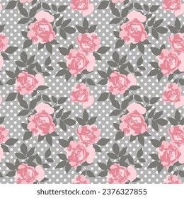 Roses rosadas dibujadas a mano, patrón vectorial sin costura. Fondo para páginas web, boda, guardar las invitaciones y tarjetas de fecha, textura de tela.
